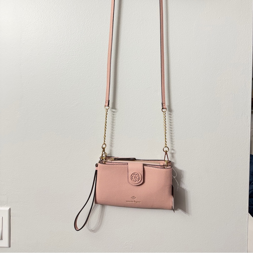 Nanette Lepore Pink Vegan Leather Crossbody Wallet Wristlet NWT